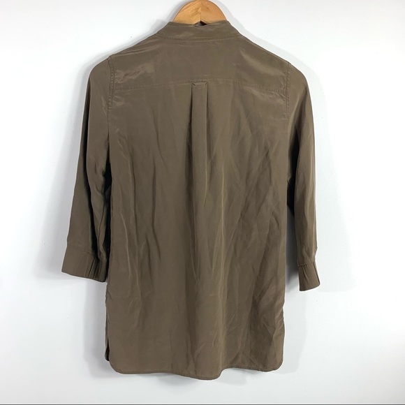 St. John Silk Long Sleeve Brown/Dark Taupe Top - Picture 4 of 6